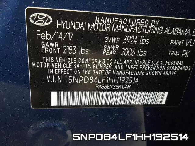 5NPD84LF1HH192514 фото 2