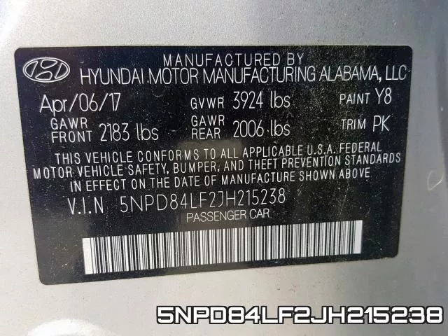 5NPD84LF2JH215238 фото 2