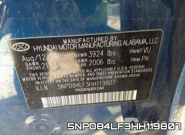 5NPD84LF3HH119807 фото 10