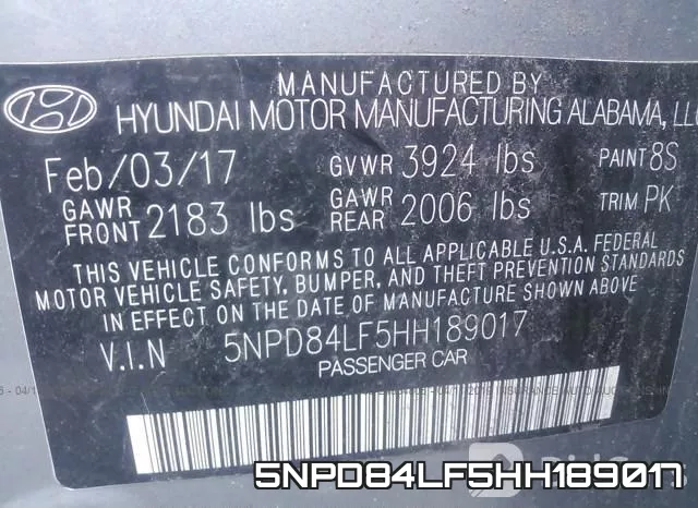 5NPD84LF5HH189017 фото 10