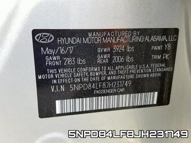 5NPD84LF8JH231749 фото 2