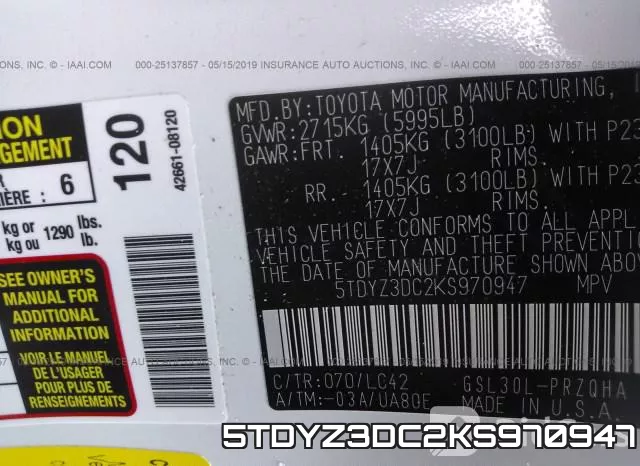 5TDYZ3DC2KS970947 фото 10