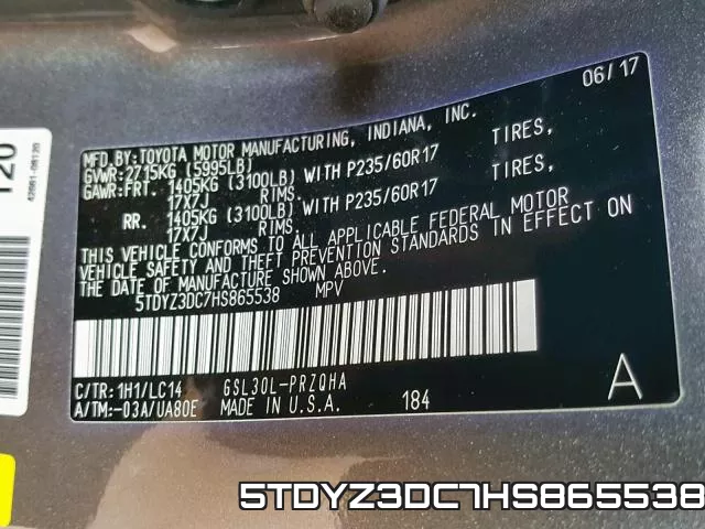 5TDYZ3DC7HS865538 фото 2