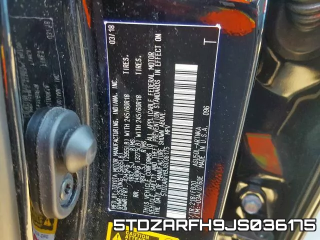 5TDZARFH9JS036175 фото 2