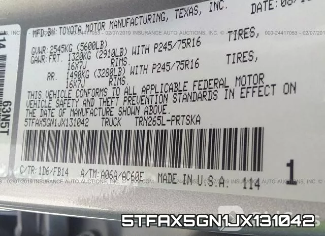 5TFAX5GN1JX131042 фото 10