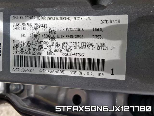 5TFAX5GN6JX127780 фото 2