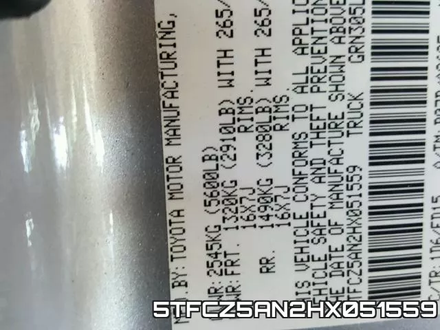5TFCZ5AN2HX051559 фото 2