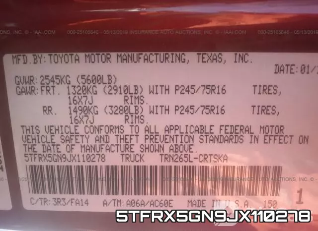 5TFRX5GN9JX110278 фото 10
