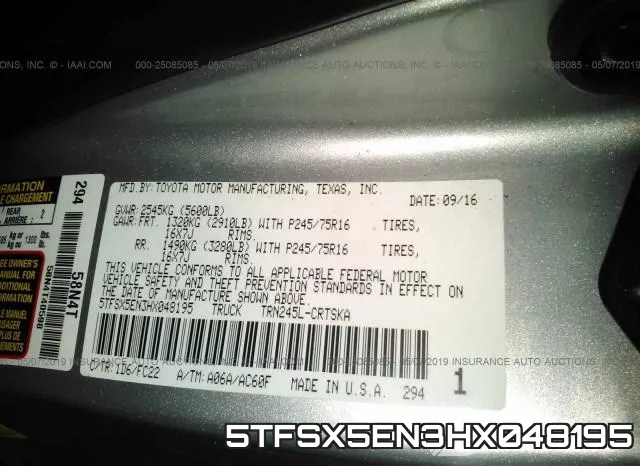 5TFSX5EN3HX048195 фото 10