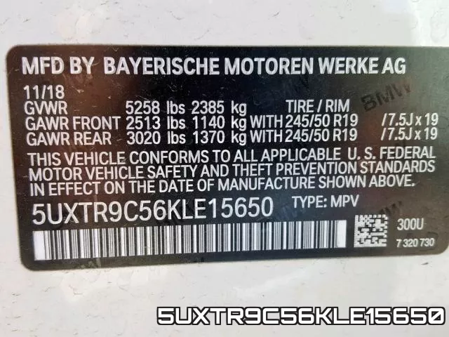5UXTR9C56KLE15650 фото 2