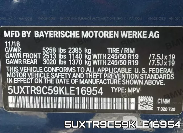 5UXTR9C59KLE16954 фото 10