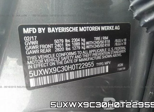 5UXWX9C30H0T22955 фото 10