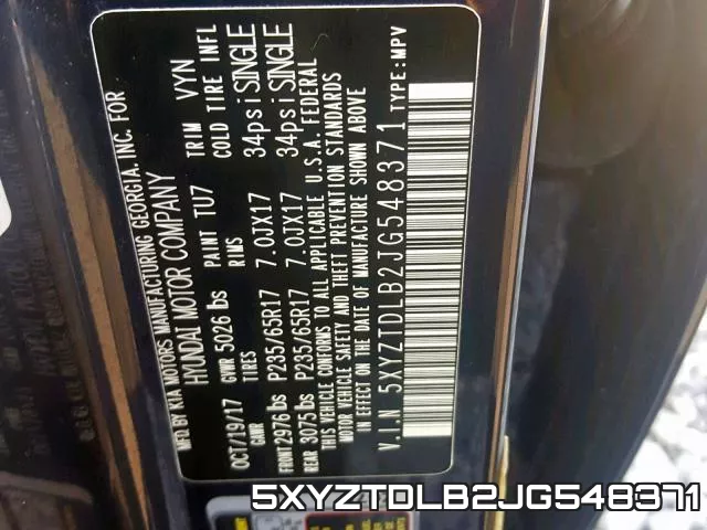 5XYZTDLB2JG548371 фото 2