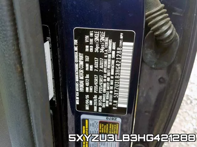 5XYZU3LB3HG421288 фото 2