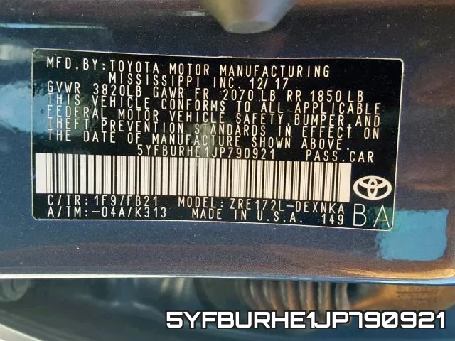 5YFBURHE1JP790921 фото 2
