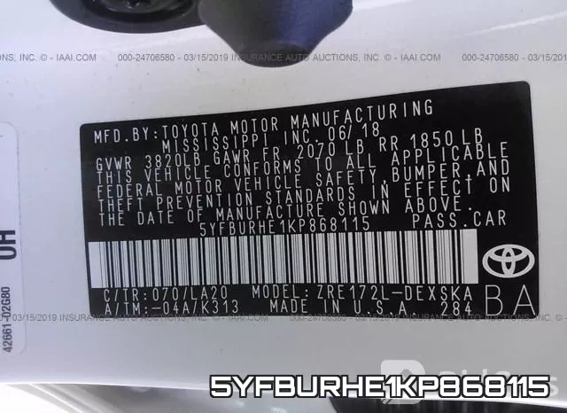 5YFBURHE1KP868115 фото 10