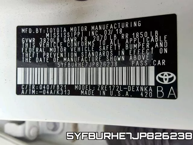 5YFBURHE7JP826238 фото 2