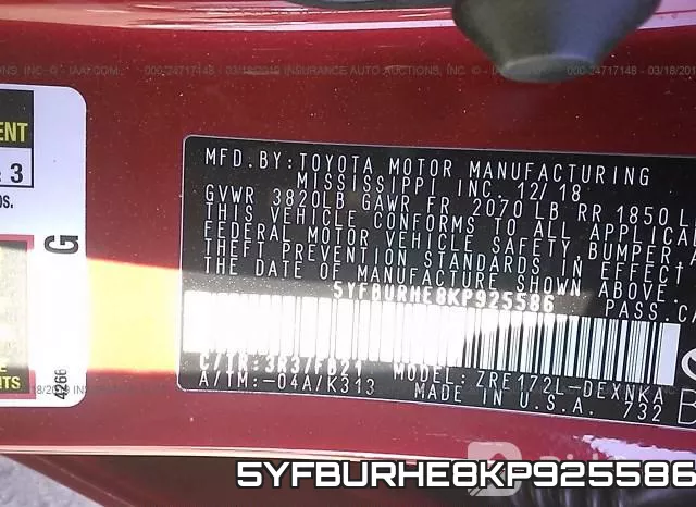5YFBURHE8KP925586 фото 10