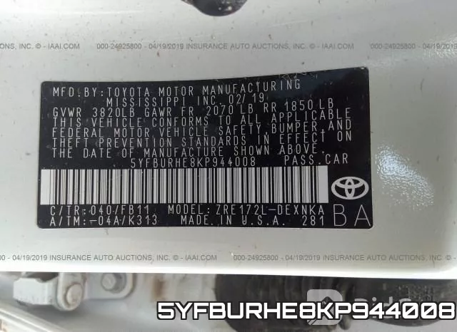 5YFBURHE8KP944008 фото 10