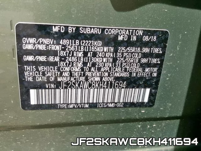 JF2SKAWC8KH411694 фото 2