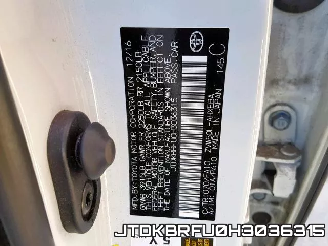 JTDKBRFU0H3036315 фото 2
