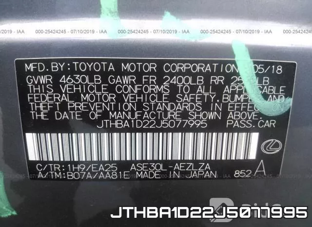 JTHBA1D22J5077995 фото 10