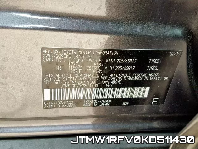 JTMW1RFV0KD511430 фото 2