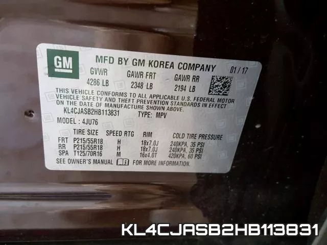 KL4CJASB2HB113831 фото 2