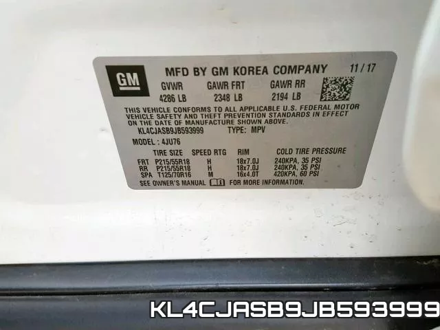 KL4CJASB9JB593999 фото 2