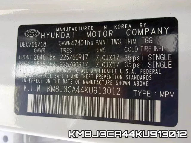 KM8J3CA44KU913012 фото 2