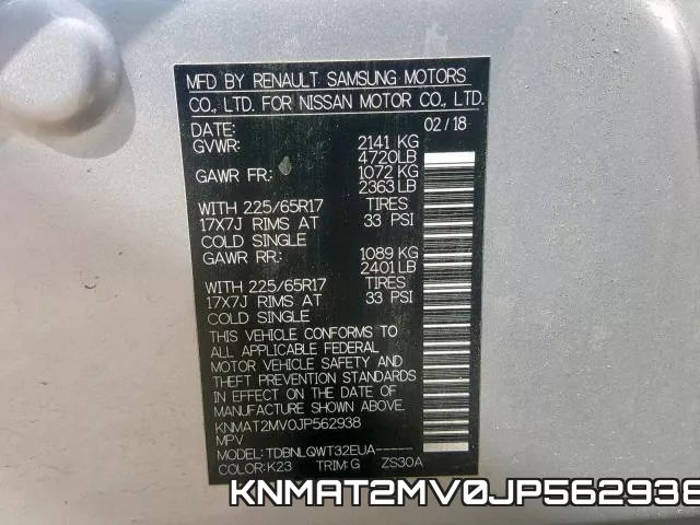 KNMAT2MV0JP562938 фото 2