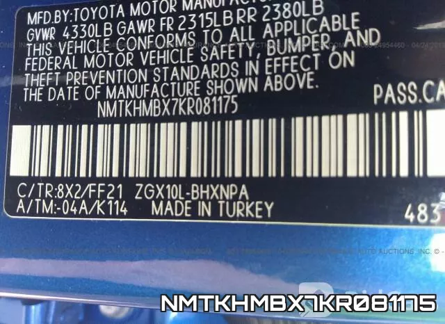 NMTKHMBX7KR081175 фото 10