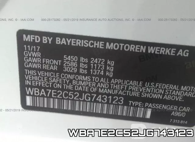 WBA7E2C52JG743123 фото 10