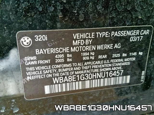 WBA8E1G30HNU16457 фото 2