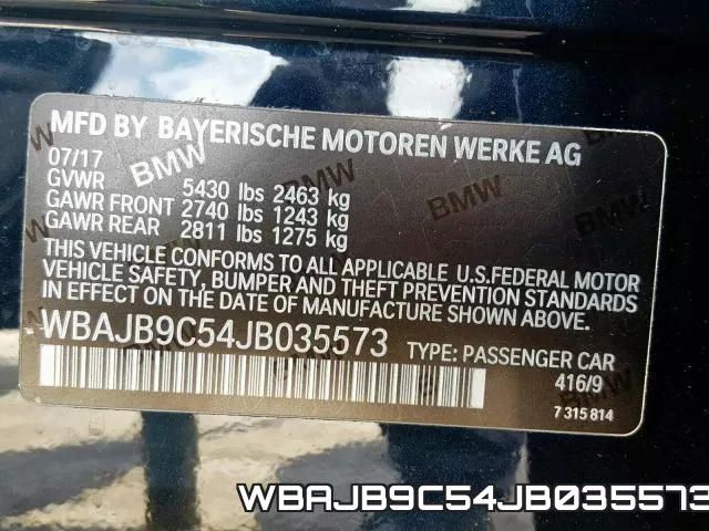 WBAJB9C54JB035573 фото 2