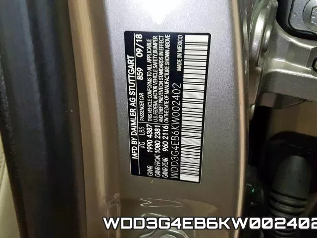 WDD3G4EB6KW002402 фото 2