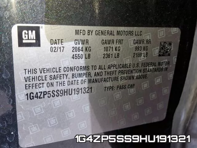 1G4ZP5SS9HU191321 фото 2
