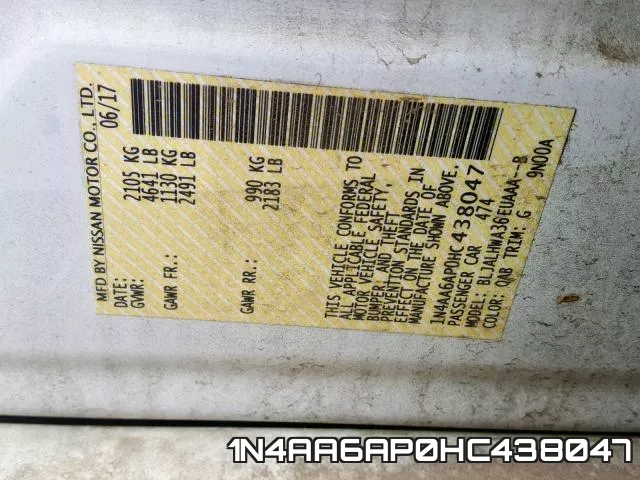 1N4AA6AP0HC438047 фото 2