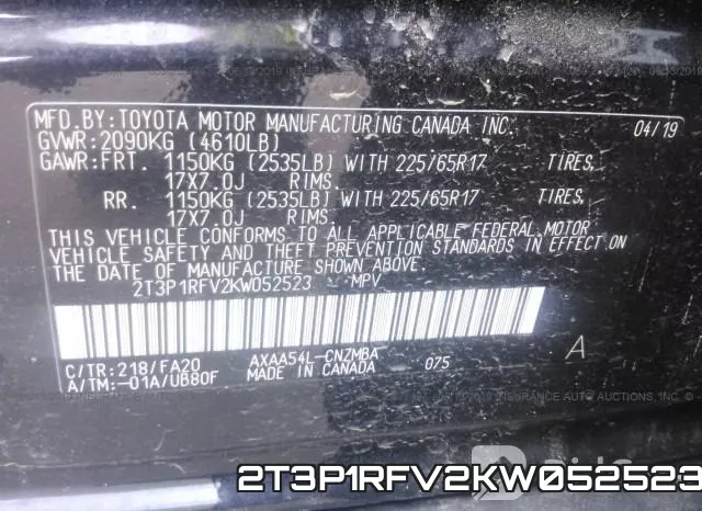 2T3P1RFV2KW052523 фото 10