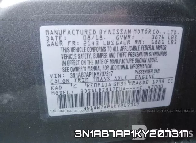 3N1AB7AP1KY207317 фото 10