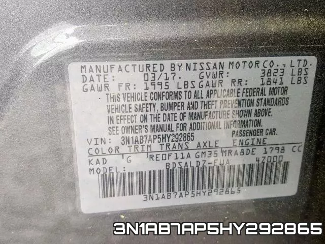 3N1AB7AP5HY292865 фото 2