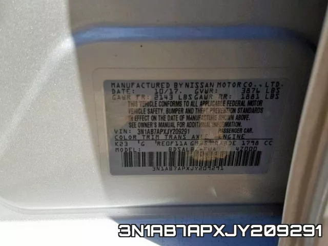 3N1AB7APXJY209291 фото 2