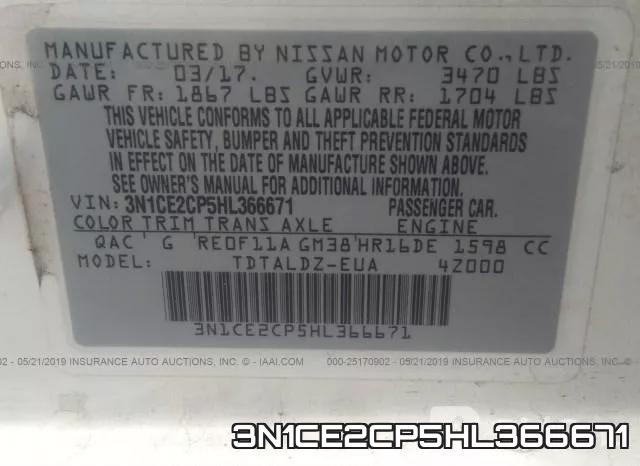 3N1CE2CP5HL366671 фото 10