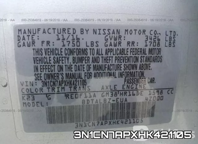 3N1CN7APXHK421105 фото 10