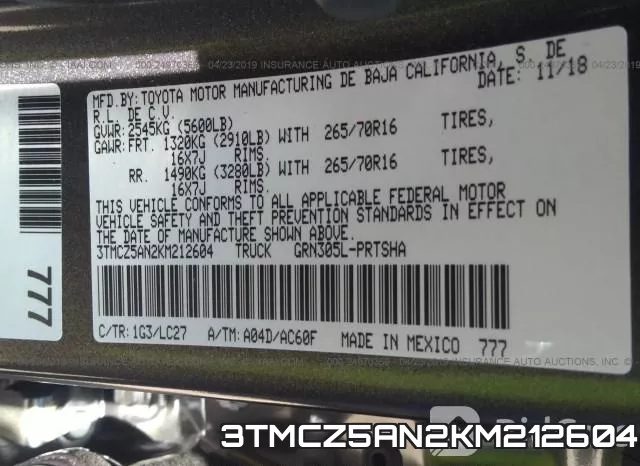 3TMCZ5AN2KM212604 фото 10