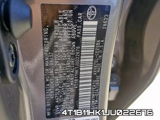 4T1B11HK1JU022676 фото 2