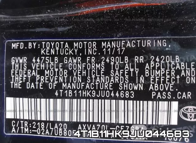 4T1B11HK9JU044683 фото 10