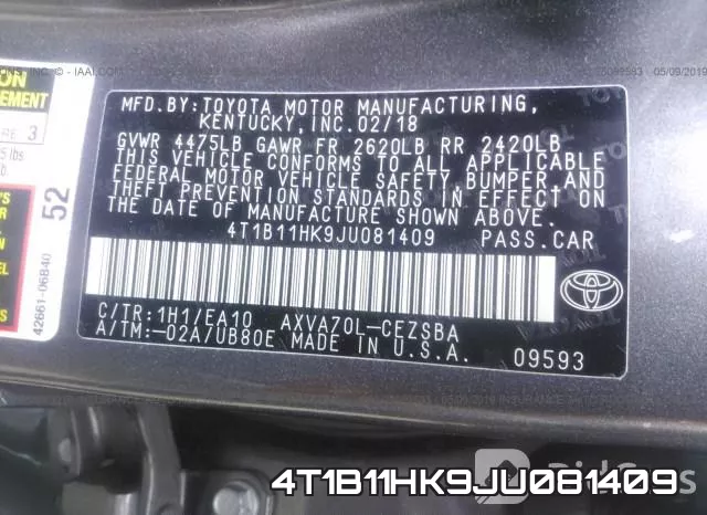 4T1B11HK9JU081409 фото 10