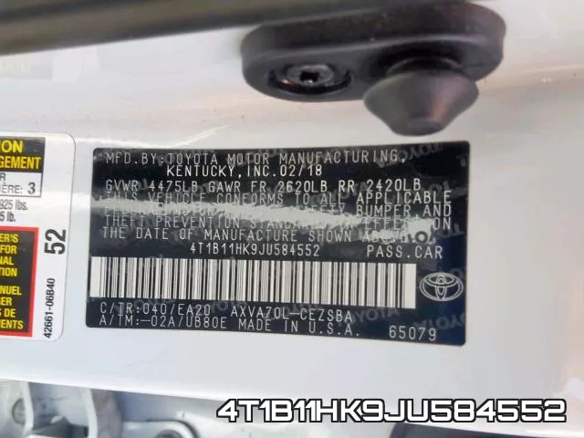 4T1B11HK9JU584552 фото 2