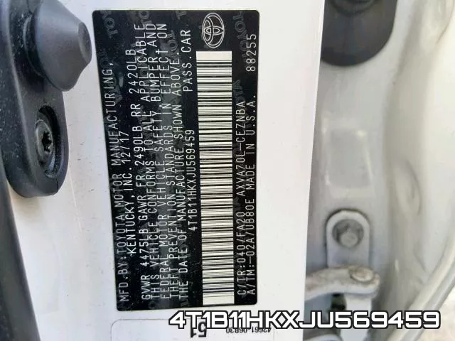 4T1B11HKXJU569459 фото 2